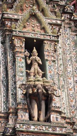 Indra and erawan (Elephant) statues of pagoda at Wat Pho , Bangkok